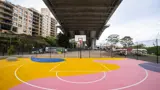Half basketball court at Bank Street Park